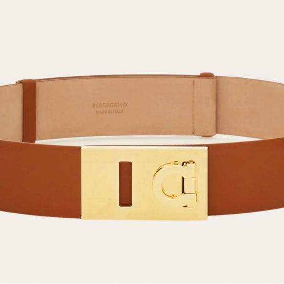 Salvatore Ferragamo Brown Belt with Gold Buckle